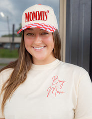 Mommin' Embroidered Checkered Snapback