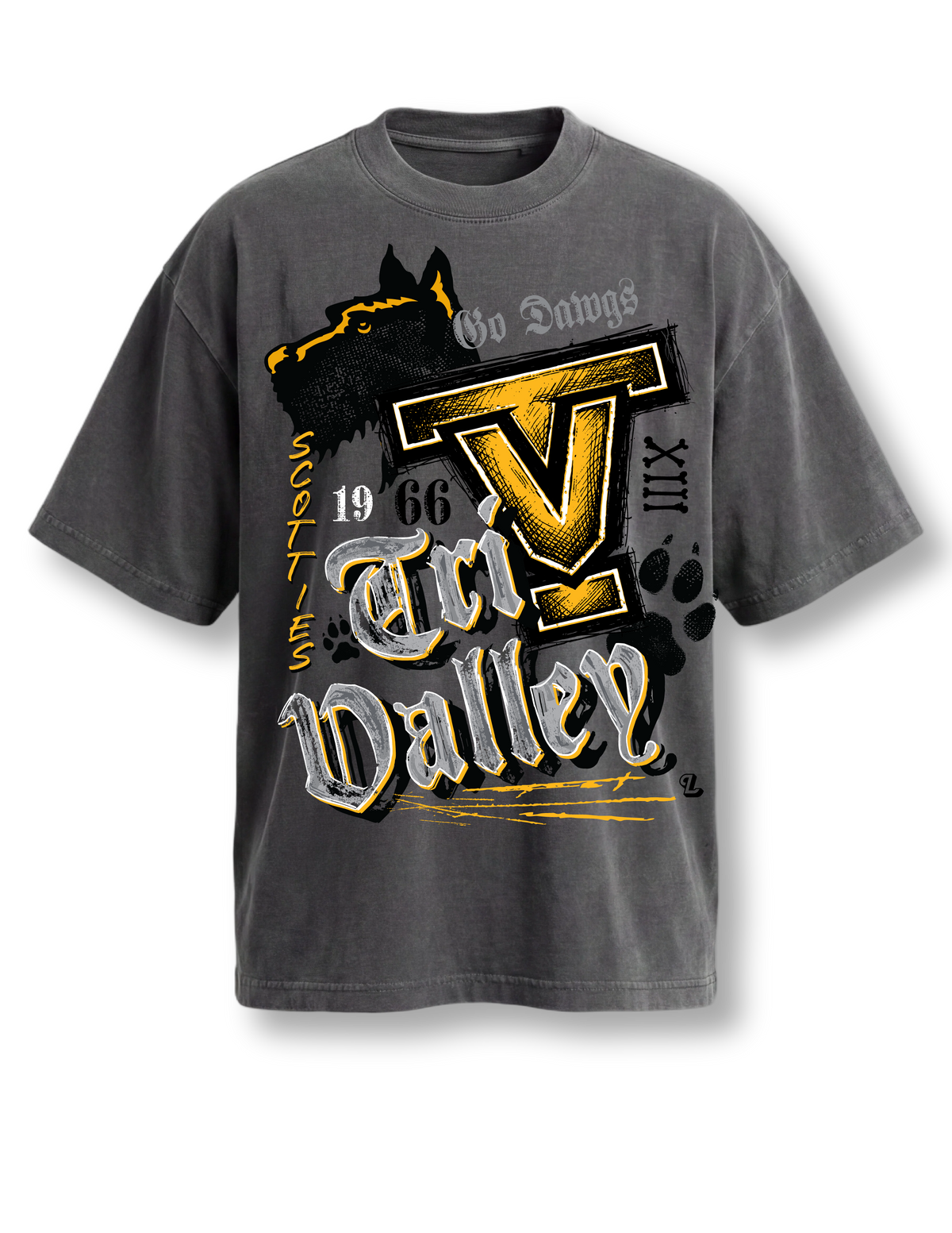 Streetwear Oversized Print TRI-VALLEY Tee