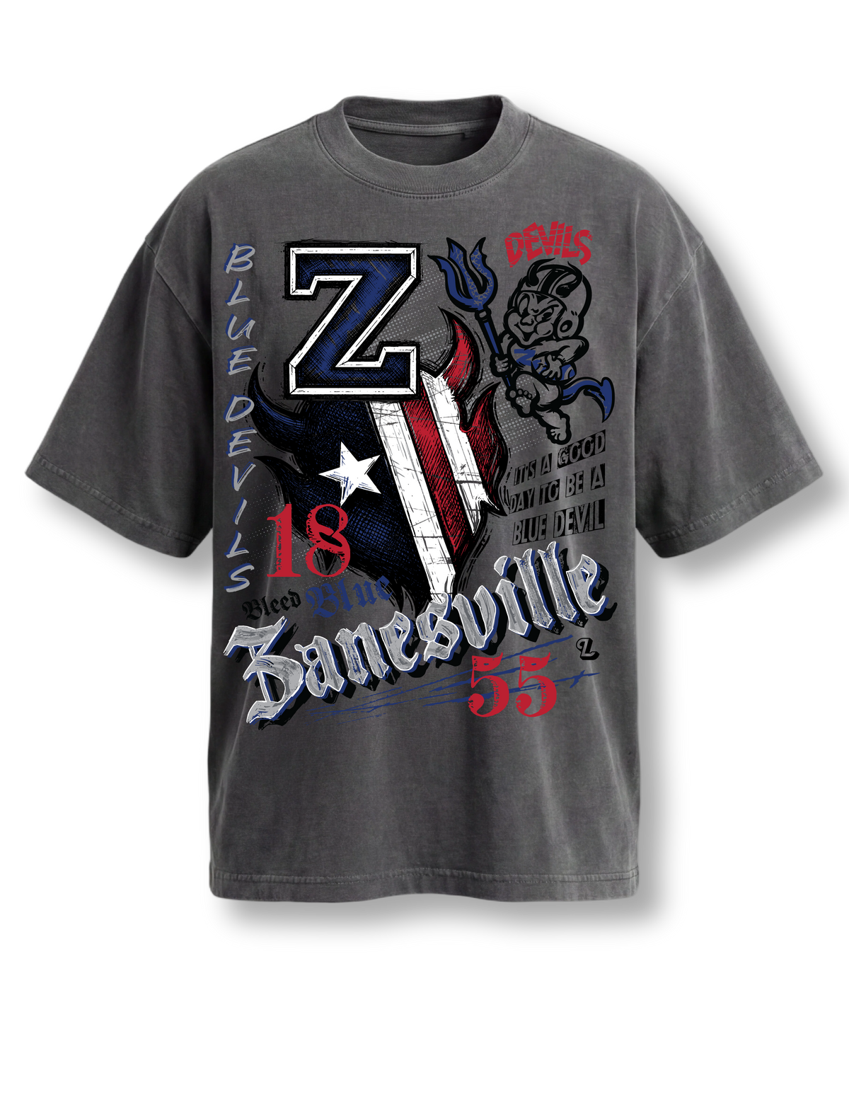 Streetwear Oversized Print ZANESVILLE Tee