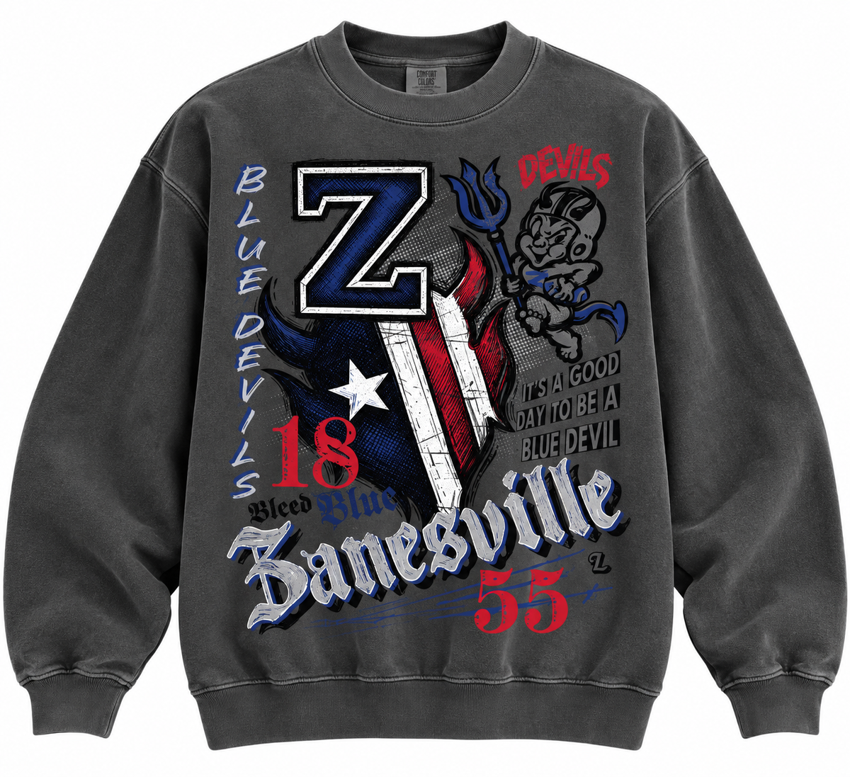 Streetwear Oversized Print ZANESVILLE Crewneck