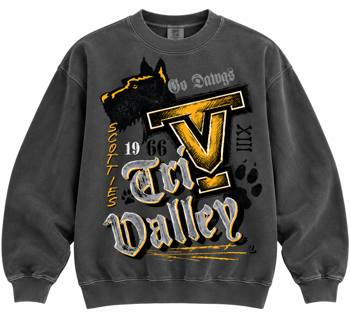 Streetwear Oversized Print TRI-VALLEY Crewneck