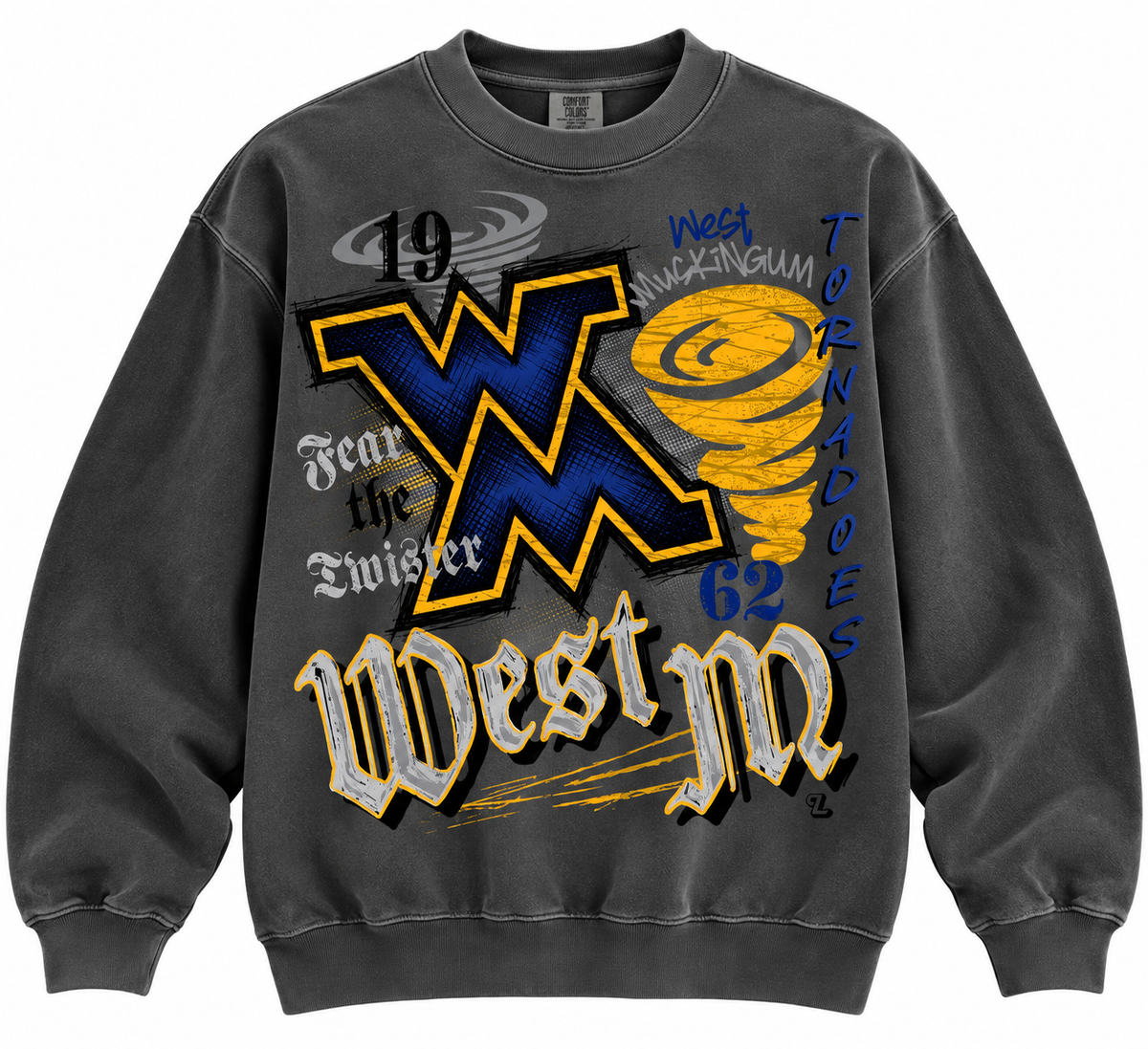 Streetwear Oversized Print WEST M Crewneck