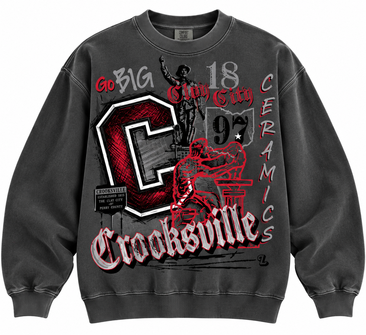 Streetwear Oversized Print CROOKSVILLE Crewneck