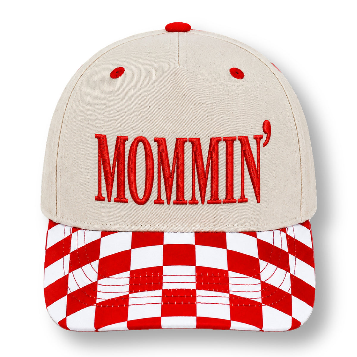 Mommin' Embroidered Checkered Snapback