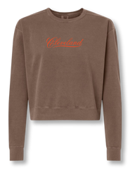 Embroidered Script Cleveland Crop Crew