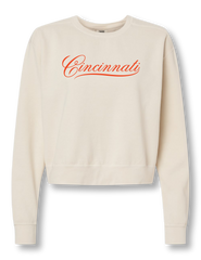 Embroidered Script Cincinnati Crop Crew